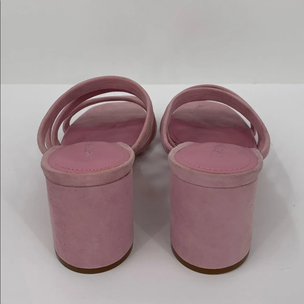 Marc Fisher Shire strappy slide sandal shoe mule heel pink purple suede block 8 - Picture 5 of 6